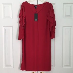 NWT Jones New York Ruffle Slit Sleeves Garnet Shift Size 12